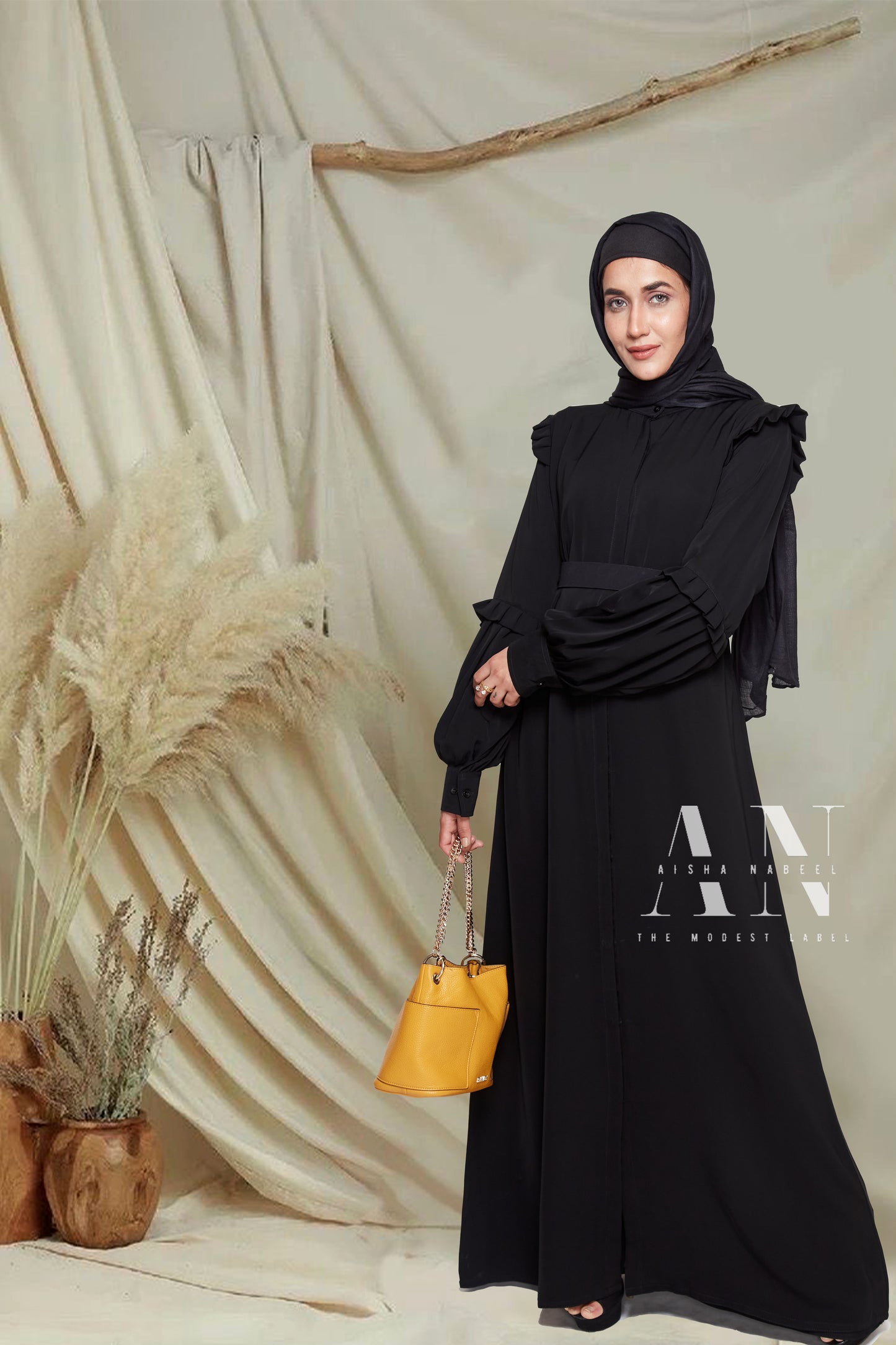 Basic Ruffle Sleeves Abaya ( Pre - Order )