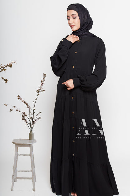 Tiered Maxi Style buttoned Abaya ( Pre - Order )