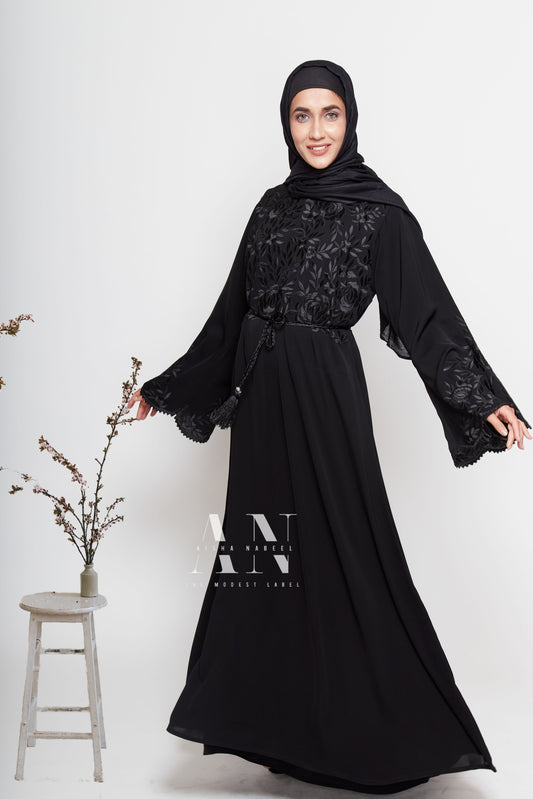 Embroidered A Line Abaya ( Pre - Order )