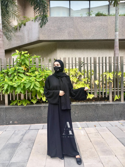 Delicately Handworked Sleeves Buttoned Abaya (Pre-Order)